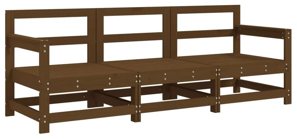 Set salotto da giardino 3 pz miele in legno massello di pino