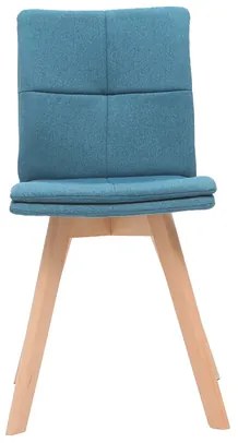 Sedia scandinava tessuto blu gambe legno chiaro set di 2 THEA