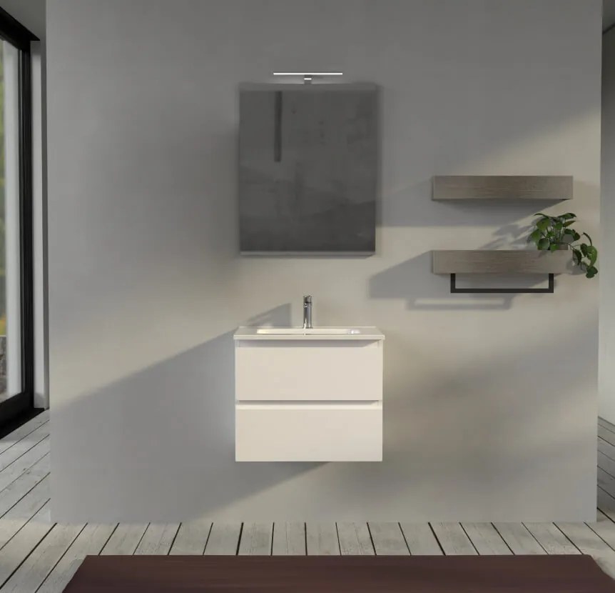 Mobile bagno 60 cm sospeso Bianco opaco - Sofia