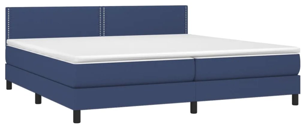 Letto a Molle Materasso e LED Blu 200x200cm in Tessuto