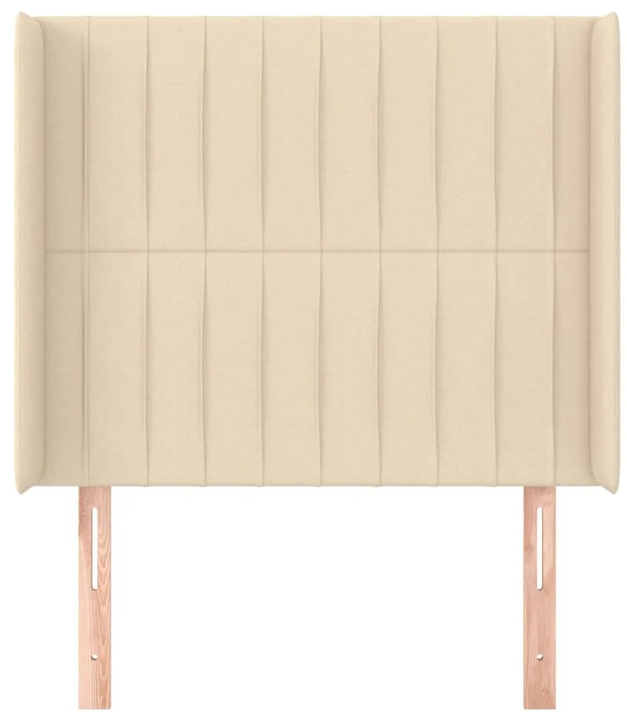 Testiera ad orecchio crema 93x16x118/128 cm in tessuto