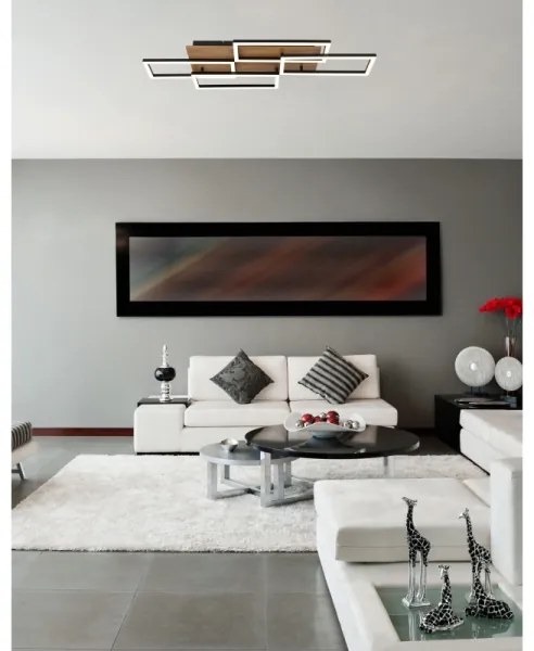 Globo 67359-40 - Lampada da soffitto LED dimmerabile JEFFRY 40W/230V 32,5 x 87,5 cm marrone/nero + telecomando