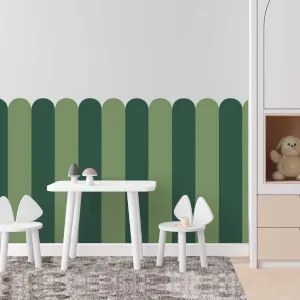 Carta da parati tessile autoadesiva Arco - Olive Leaf (verde tenue con impressione naturale) | Inspio