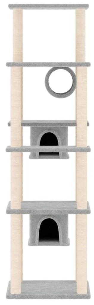 Albero per gatti con tiragraffi in sisal grigio chiaro 169 cm