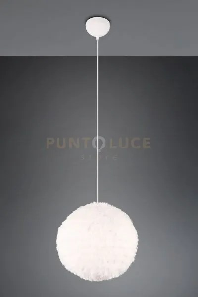 Furry sospensione effetto piuma bianca d. 35cm 1 luce attacco e27