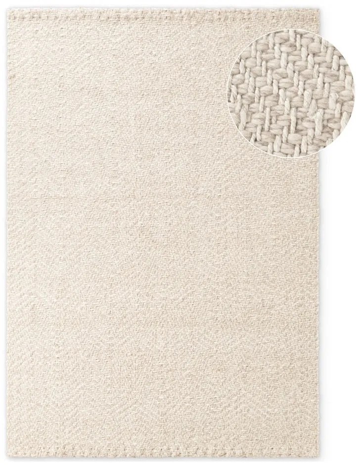 Tappeto color crema e avorio in misto lana tessuto a mano 80x150 cm Majoli – Elle Decoration