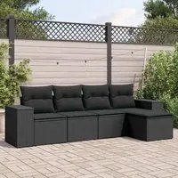 Set Divani da Giardino 5 pz con Cuscini in Polyrattan Nero 3254822