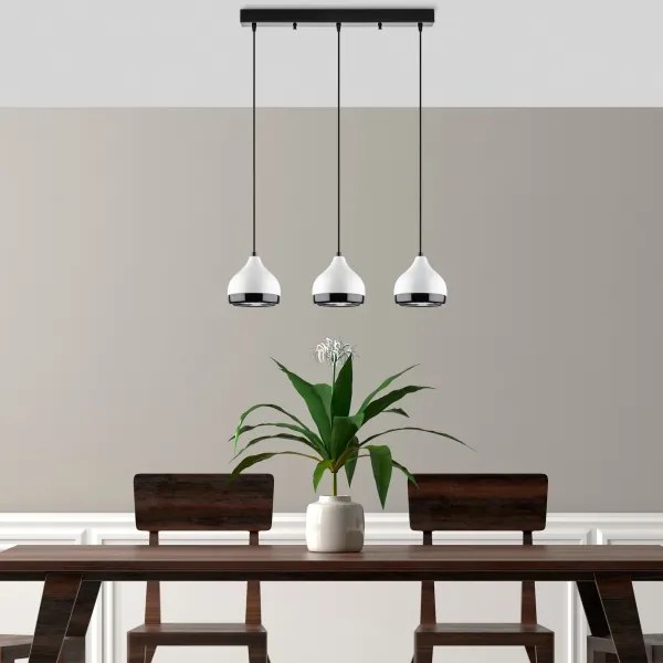 Lampadario a sospensione con cavo YILDO 3xE27/40W/230V bianco/nero