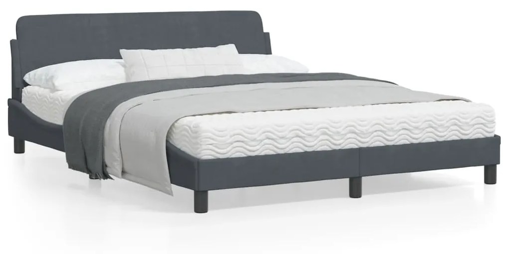 Giroletto Senza Materasso Grigio Scuro 160x200 Cm Velluto /