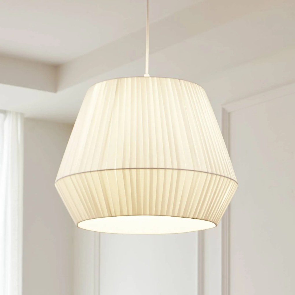Lampada a sospensione Vitore Lindby, dimmerabile, Bianco / Opale, Soggiorno / Sala da pranzo, Tessuto / Stoffa / Seta, Scandinavo, Lampada a sospensione