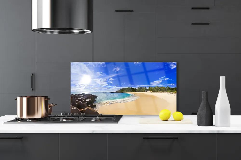Pannello rivestimento parete cucina Sole mare spiaggia paesaggio 100x50 cm