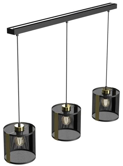 Lampadario a sospensione con filo KAGA 3xE27/60W/230V nero/oro