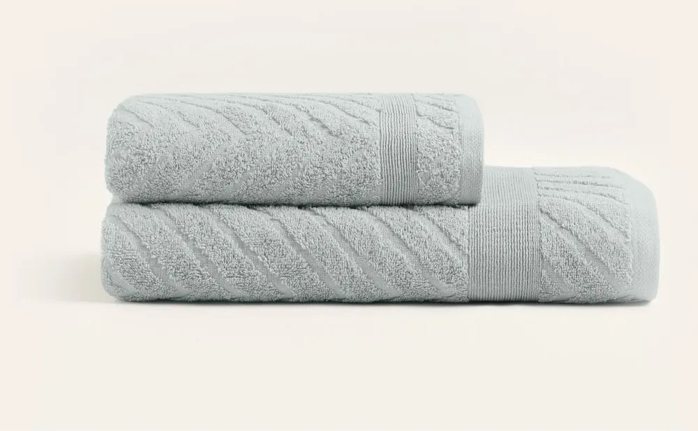 Set di asciugamani per viso e corpo tipo terry grigio chiaro in cotone 2 pz – Foutastic
