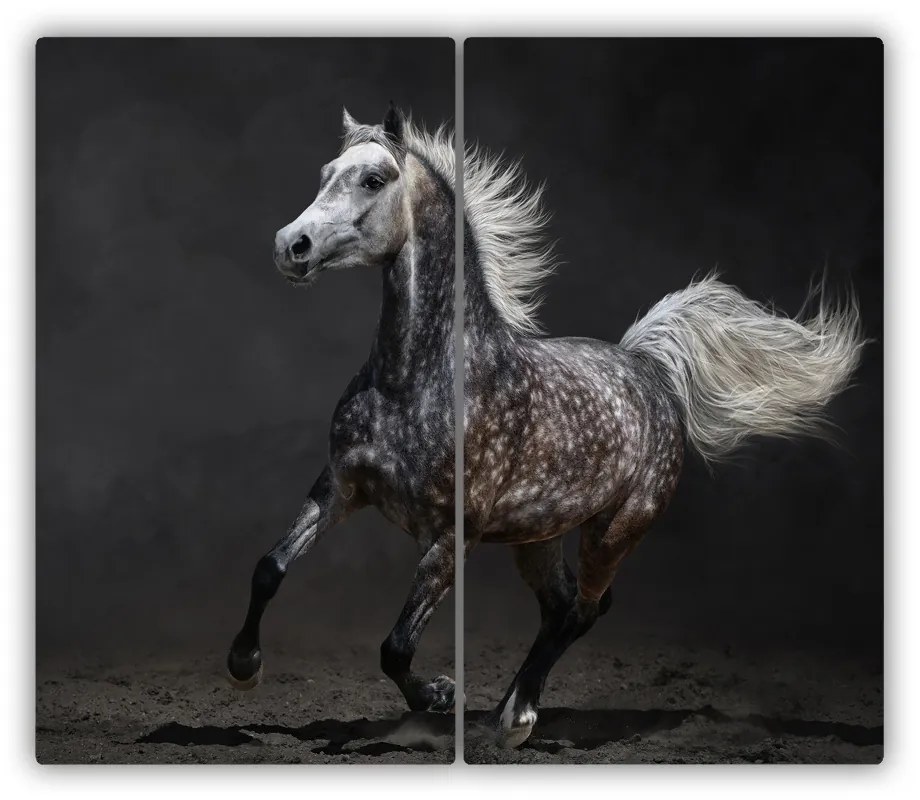 Tagliere in vetro temperato Cavallo arabo grigio 60x52 cm