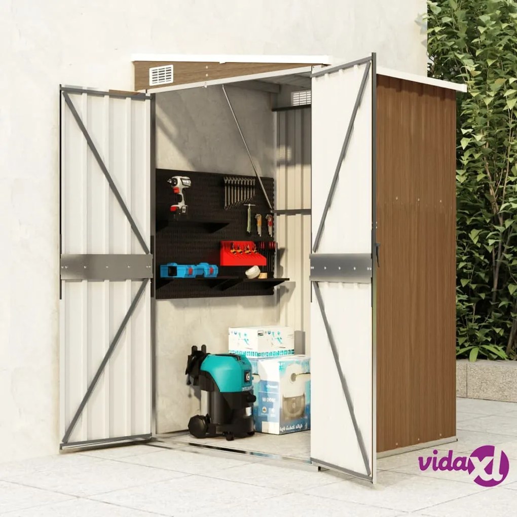 vidaXL Capanno Giardino a Parete Marrone 118x100x178cm Acciaio Zincato