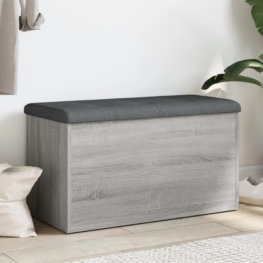Panca Portaoggetti Grigio Sonoma 82x42x45 Cm Legno Multistrato /