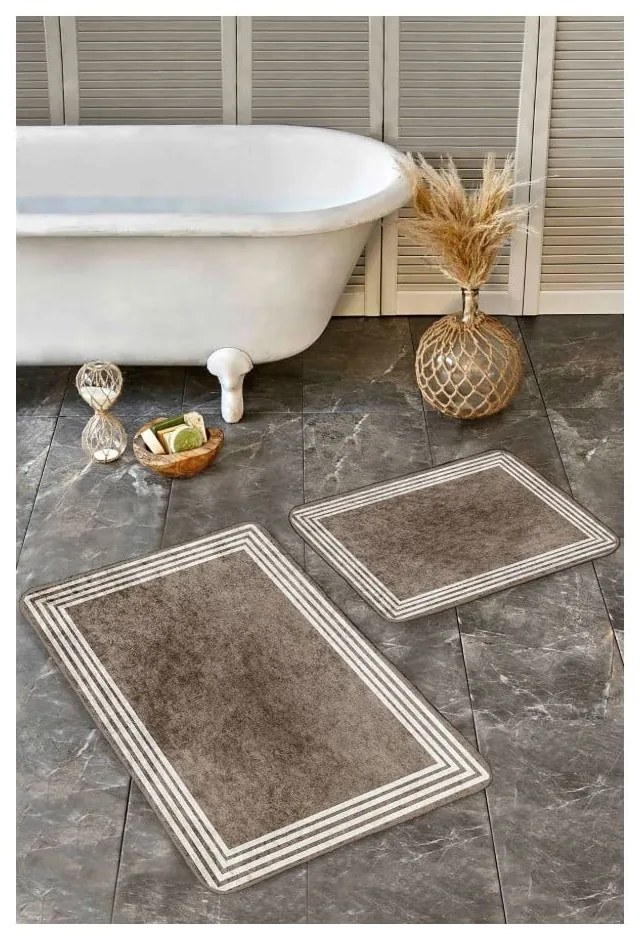 Set di tappetini per il bagno grigio tortora in velluto 2 pz 60x100 cm – Mila Home