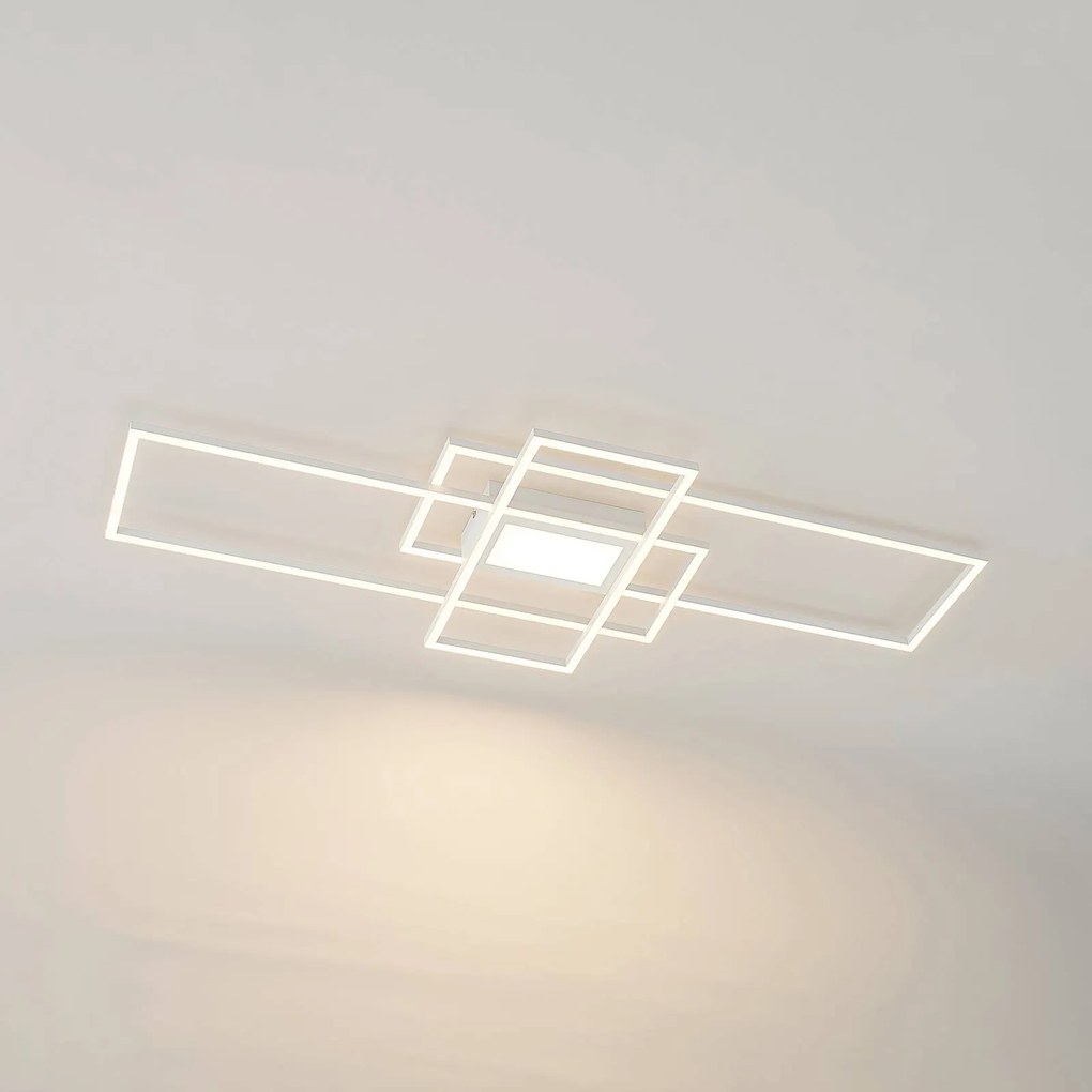 Plafoniera a LED Caitilin Lindby, dimmerabile, Bianco / Opale, Soggiorno / Sala da pranzo, Metallo, Moderno, Plafoniera LED