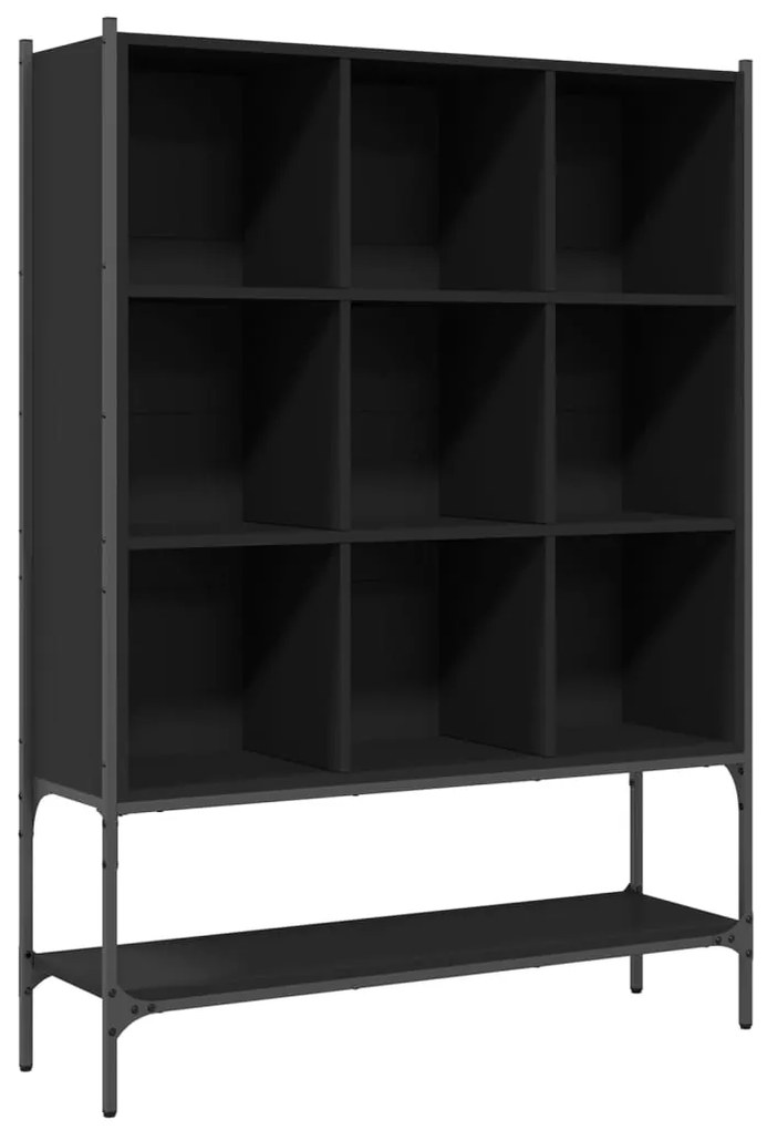 Libreria Nera 102x30x141,5 cm in Legno Multistrato