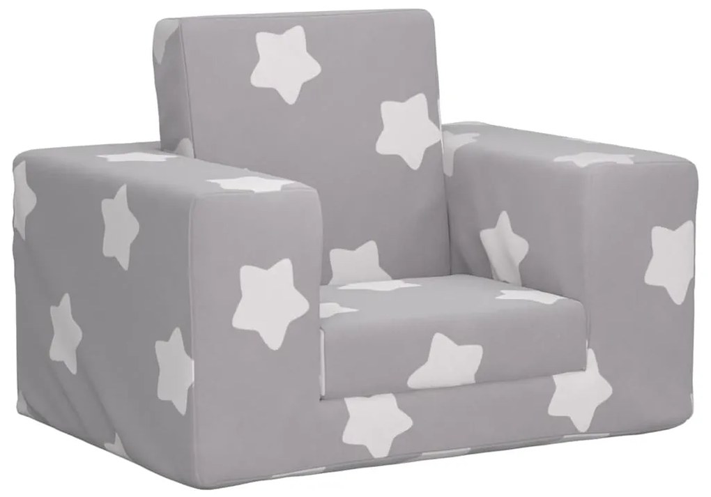 Divano Letto Bambini Grigio Chiaro Con Stelle Morbido Peluche /