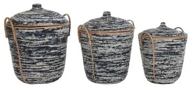 Set di Cestini DKD Home Decor Rattan Boho (51 x 51 x 65 cm)