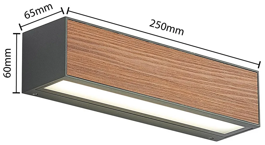 Arcchio Lengo applique LED CCT, 25cm, 1 luce legno
