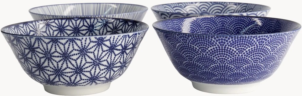Set di 4 ciotole in porcellana Tayo Nippon Blue