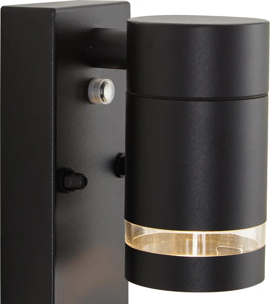 Lampada da parete moderna da esterno nera IP44 con sensore crepuscolare - Ensam