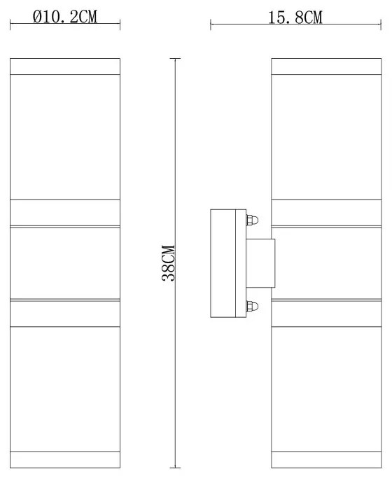 Applique E27 Cilindrica Bidirezionale, IP54 da Esterno - Nera Base E27