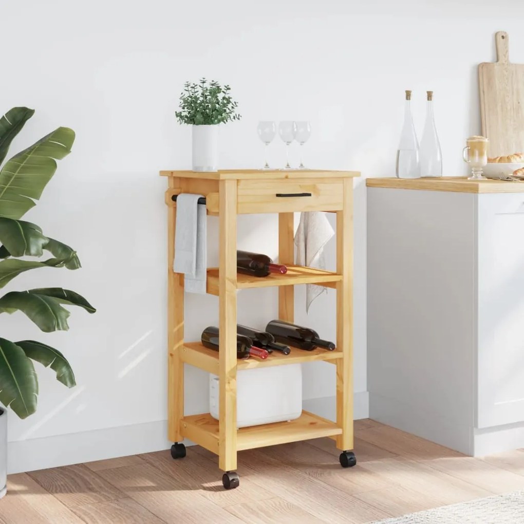 Carrello da cucina monza 48x40x90 cm in legno massello di pino