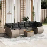 Set Divano da Giardino 8 pz con Cuscini Grigio in Polyrattan 3257250