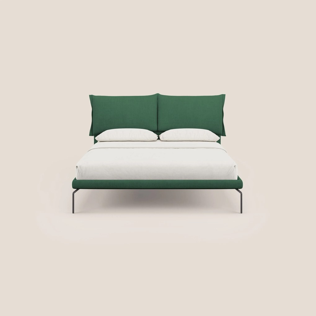 Bice letto imbottito con cuscini e piedi alti in metallo in tessuto impermeabile T02