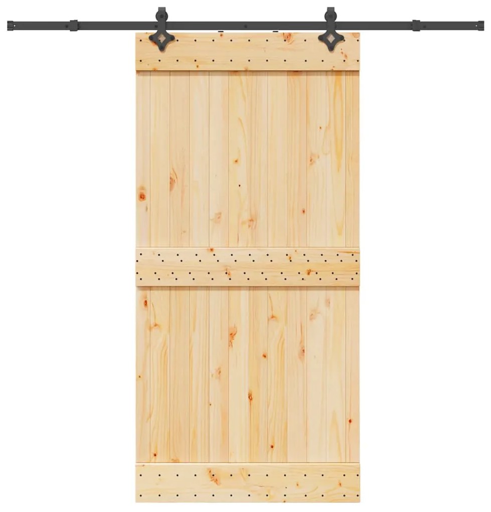 Porta Scorrevole Con Set Hardware 100x210cm Legno Massello Pino /