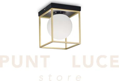 Lingotto lampadario da soffitto nero-ottone sfera bianca 1 luce att...