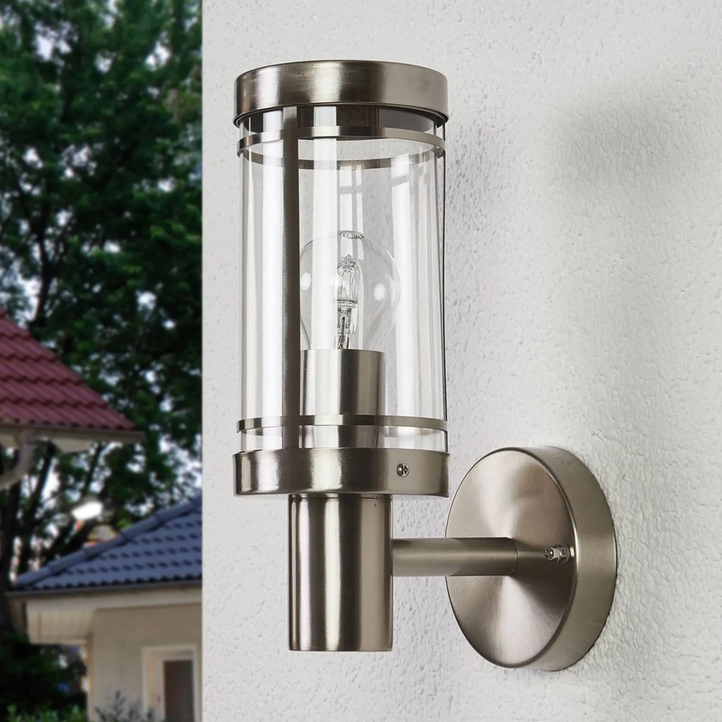 Lindby applique da esterno Djori, color alluminio, acciaio inox, E27