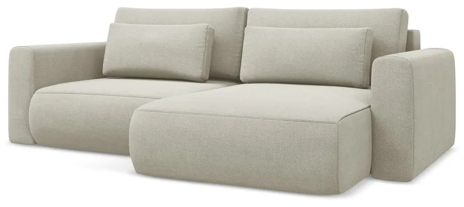 Divano angolare beige allungabile/con contenitore (con penisola a destra/con chaise lounge) Kapua – Makamii