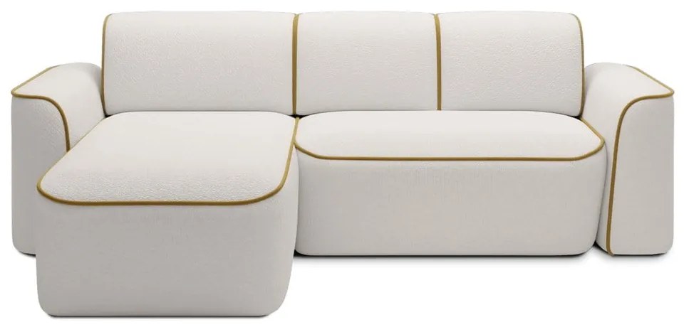 Divano angolare giallo/color crema (con penisola a sinistra/con chaise lounge) e rivestimento in bouclé Ume – ELTAP