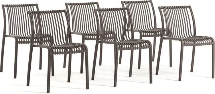 Set di 6 sedie da giardino in polipropilene Athena NEW GARDEN, colore tortora