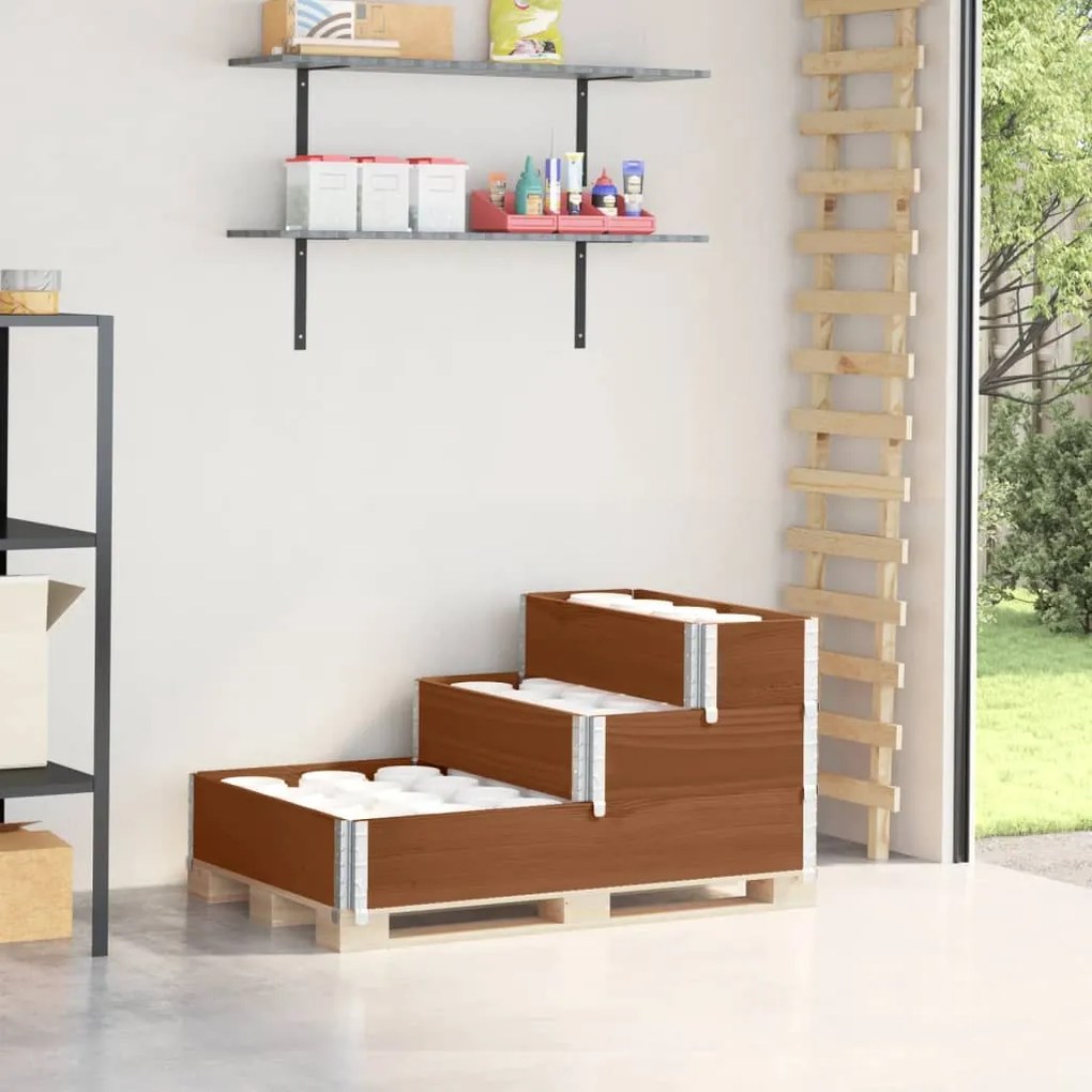 Fioriera Rialzata A 3 Livelli Marrone 120x80 Cm Legno Di Pino /