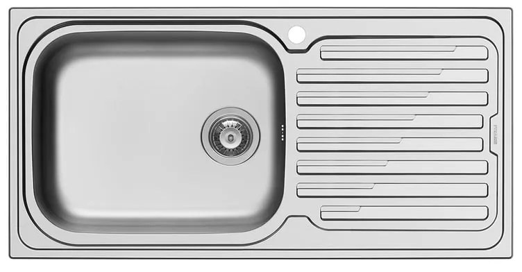 Lavello integrato 1 vasca in inox argento PYRAMIS Amaltia Plus L 50 x L 100 cm