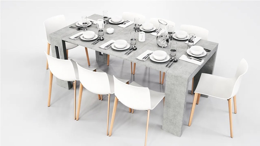 Consolle CLEVER con allunghe incorporate CEMENTO L 90