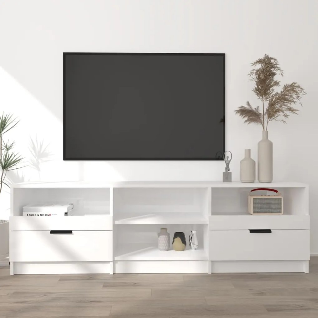Mobile Per Tv Bianco Lucido 150x33,5x45cm Legno Ingegnerizzato /