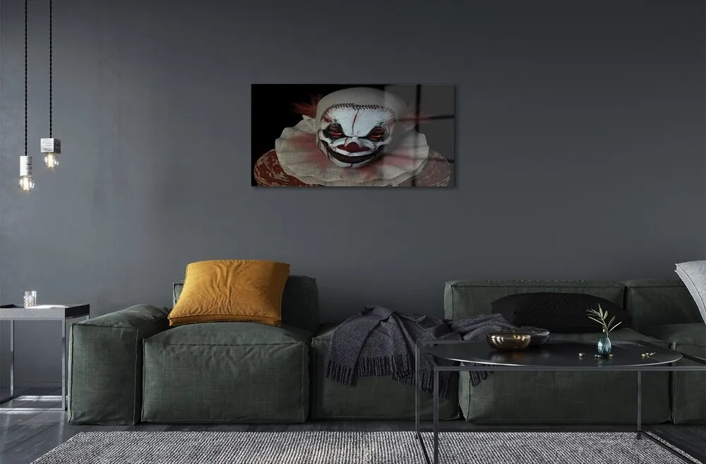 Quadro in vetro Clown spaventoso 125x50 cm