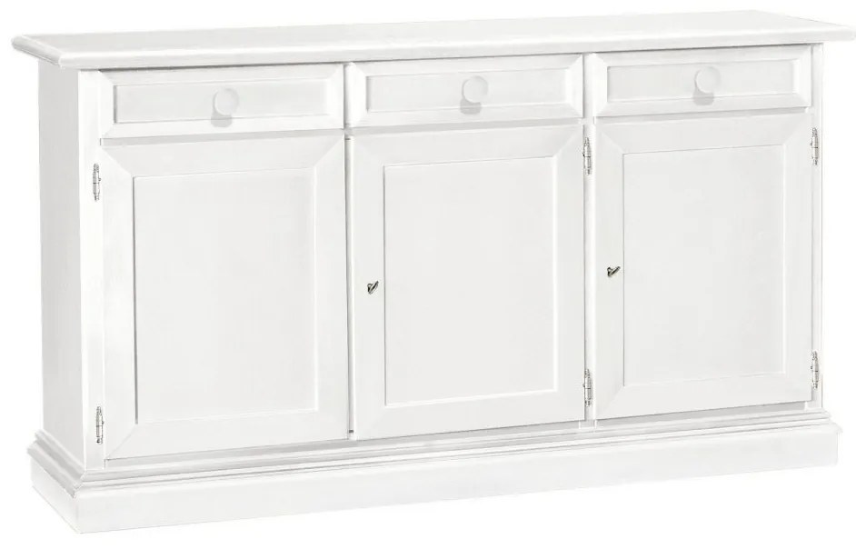 Credenza in legno bianco 3 porte 156&#215;42 cm