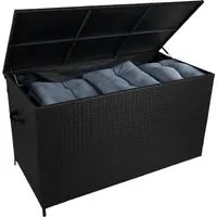 Rattan Box da giardino Nero Grande 138cm Cassapanca per cuscini 582L