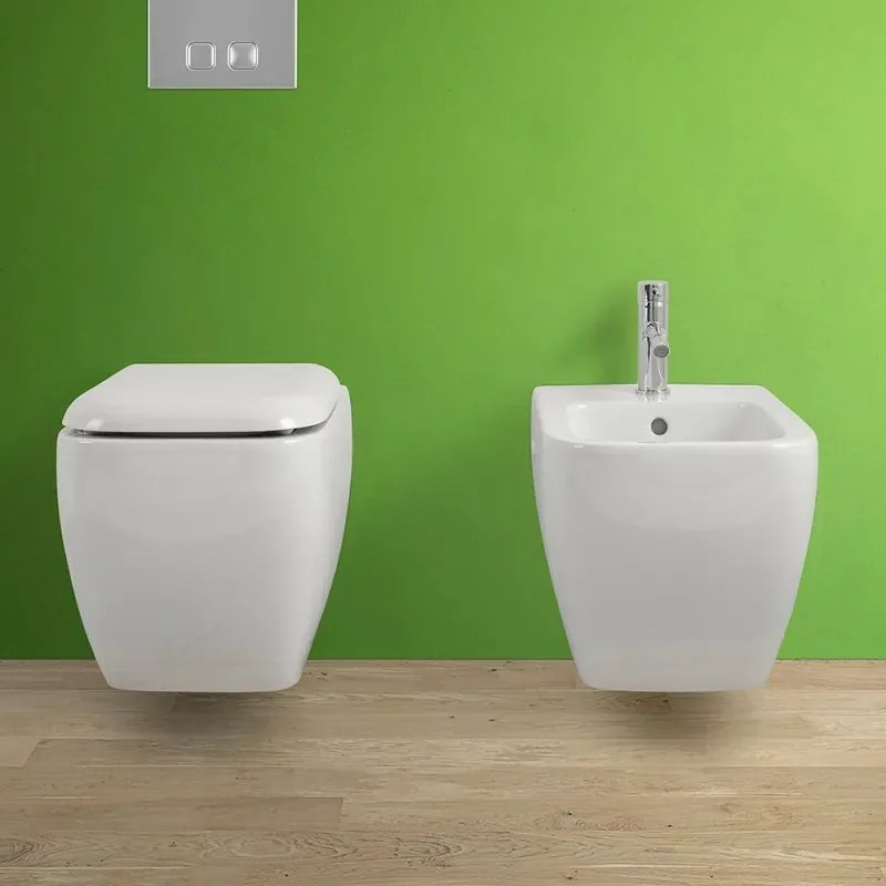 Set di Sanitari sospesi Metropolitan in ceramica con WC, Bidet e Copriwater avvolgente
