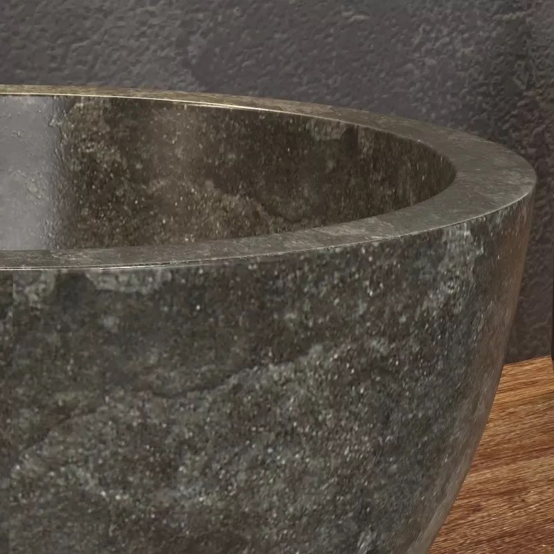 Lavabo bagno da appoggio in marmo grigio 40cm | Litos-LG40 - KAMALU