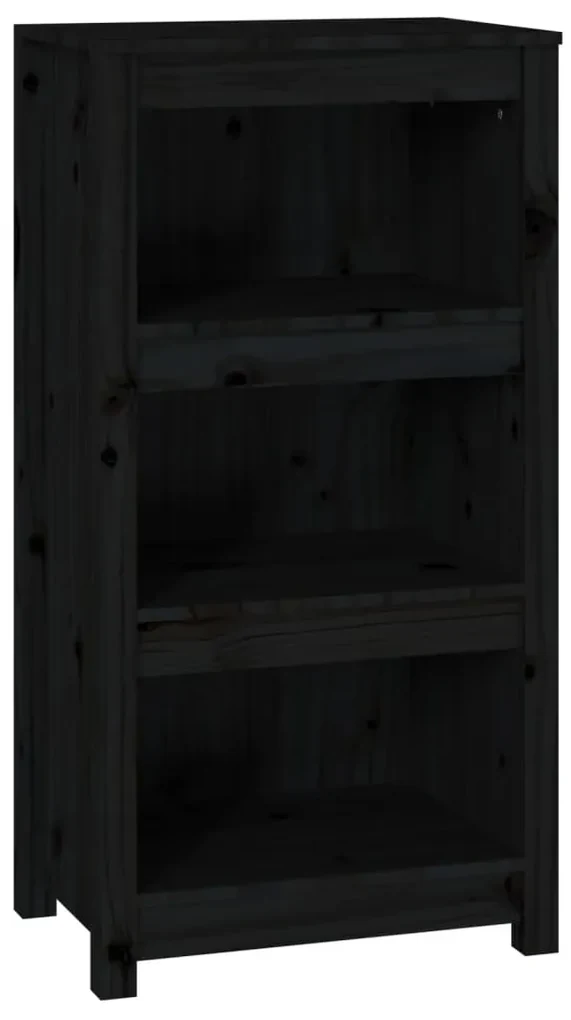 Libreria nera 50x35x97 cm in legno massello di pino