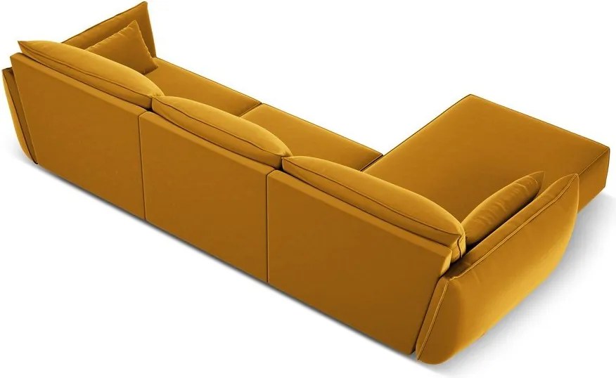 Divano angolare color senape (con penisola a sinistra/con chaise lounge) con rivestimento in velluto Vanda – Mazzini Sofas
