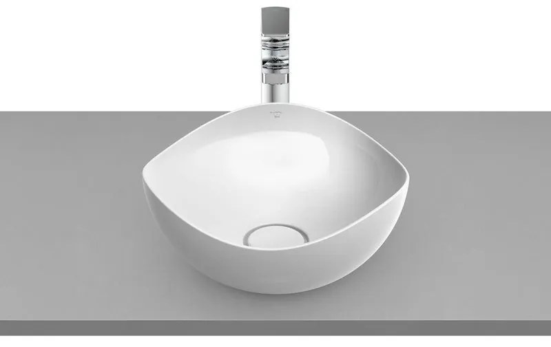 Lavabo da appoggio Ohtake ROCA irregolare in ceramica P 37.5 cm bianco lucido